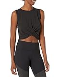 Amazon Essentials Women's Soft Cotton Knot Front Cropped Yoga Tank (Available in Plus Size) (Previously Core 10), Black, 1X
