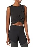 Amazon Essentials Women's Soft Cotton Knot Front Cropped Yoga Tank (Available in Plus Size) (Previously Core 10), Black, 1X