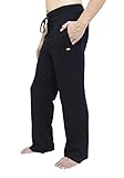 YogaAddict Men's Cotton Yoga Pilates Pants, Open Bottom with Pockets, Sweatpants, Loose Fit, Athletic, Martial Arts, Meditation, Black - Size M