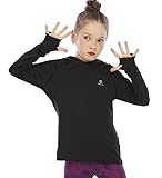 Girls Athletic Hoodie Shirts,Light Weight/Long Sleeve/Thumb Hole/Dry Fit/SPF Shirt Tops 4-14Year(Black,5-6 years)
