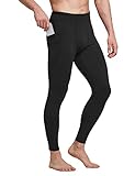 BALEAF Men's Yoga Leggings Running Tights with Pockets Athletic Sports Compression Pants for Workout Dance Cycling Black S