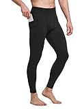 BALEAF Men's Yoga Leggings Running Tights with Pockets Athletic Sports Compression Pants for Workout Dance Cycling Black S