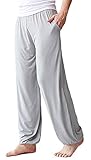 AvaCostume Men's Lightweight Loose Yoga Pants Elastic Waist Modal Yoga Harem Pants LightgrayP M