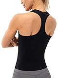 Ukaste Women's Studio Essential Racerback Tank Top Yoga Performance Workout Tops (Black - Waist Length, 2)