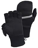 TrailHeads Men's Power Stretch Convertible Mittens | Fingerless Gloves - small/medium