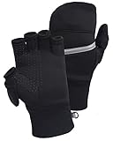 TrailHeads Men's Power Stretch Convertible Mittens | Fingerless Gloves - Small/Medium