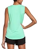 BALEAF Women's Sleeveless Workout Shirts Exercise Running Tank Tops Active Gym Tops Mint Size L