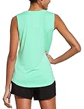 BALEAF Women's Sleeveless Workout Shirts Exercise Running Tank Tops Active Gym Tops Mint Size L