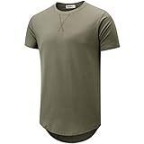 KLIEGOU Mens 100% Cotton Hipster Hip Hop Longline Crewneck T-Shirt S-4XL