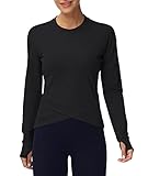 Women's Long Sleeve Compression Shirts Workout Tops Cross Hem Athletic Running Yoga T-Shirts with Thumb Hole