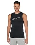 Nike Pro Dri-Fit Men's Slim Fit Sleeveless Top (as1, Alpha, s, Regular, Regular, Black/White, Small)