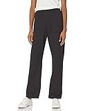 Hanes Women's EcoSmart Open Bottom Leg Sweatpants,Ebony,Small