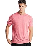 Athletic Shirts for Men Dry Fit Workout Running Gym Shirt Moisture Wicking Sport Performance Tee(Marled Coral, M)