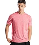 Athletic Shirts for Men Dry Fit Workout Running Gym Shirt Moisture Wicking Sport Performance Tee(Marled Coral, M)