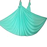 Wellsem Deluxe L:5.5 Yards W:3 Yard Pilates Yoga Flying Swing Aerial Yoga Hammock Silk Fabric for Yoga Bodybuilding(5mx2.8m) (Seafoma Green)