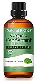 Natural Riches Organic Peppermint Oil Essential Oil for Aromatherapy with Diffuser Therapeutic Grade - Cooling Smell Fresh Mint Oil & Menthol 1fl oz.