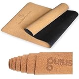 GURUS Sweat Proof Durable Cork Yoga Mat 72 inch x 25 inch x 5mm Thick Non-Slip Exercise Mat for Home Workout
