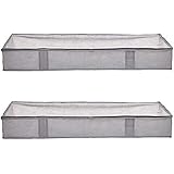 Amazon Basics Under Bed Fabric Storage Container Bags with Window and Handles - 2-Pack, 18 x 42 x 6 Inches, Gray