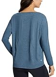 BALEAF Women's Long Sleeve Workout Shirts Loose Fit Quick Dry Tops Athletic Yoga Tee Shirts Lightweight Casual Fall Heather Navy M