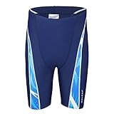 BALEAF Boys' Athletic Swim Jammer UPF 50+ Quick Dry Youth Training Swimming Short Taper Splice Swim Trunks Navy Blue S