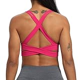 Aoxjox Women's Workout Sports Bras Fitness Backless Padded Trainning Infinity Active Gym Bra Yoga Crop Tank Top (Rose Red, X-Small)