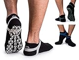 Muezna Men's Non-Slip Yoga Socks, Anti-Skid Pilates, Barre, Bikram Fitness Hospital Slipper Socks with Grips