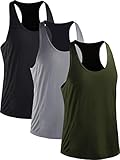Neleus Men's 3 Pack Dry Fit Y-Back Muscle Workout Tank Top,5008,Black/Grey/Olive Green,L,EU XL
