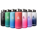 HYDRO CELL Stainless Steel Water Bottle w/ Straw & Wide Mouth Lids (64oz 40oz 32oz 24oz 18oz 14oz) - Keeps Liquids Hot or Cold w/ Vacuum Insulated Sweat Proof Sport Design (Teal 32 oz)