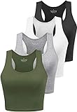Joviren Cotton Workout Crop Tank Top for Women Racerback Yoga Tank Tops Athletic Sports Shirts Exercise Undershirts 4 Pack