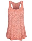 Miusey Ladies Activewear Tops,Cool Athletic Workout Tanks Trendy Yoga Shirts Loose Breathable Gym Exercise Cloth Climbing Hiking Walking Cycling Boutique Outfits Coral XL