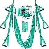 Aerial Yoga Swing Set - Yoga Hammock Aerial Swing - Aerial Sling Inversion Fly Kit - Flying Yoga Inversion Tool - Antigravity Ceiling Hanging Yoga Sling - Adult Kids Arial Door Yoga Swing (Green)