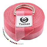 Tumaz Yoga Strap/Stretch Bands [15+ Colors, 6/8/10 Feet Options] with Extra Safe Adjustable D-Ring Buckle, Durable and Comfy Delicate Texture - Best for Daily Stretching, Physical Therapy, Fitness