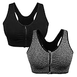 Women's Zip Front Sports Bra Wireless Post-Surgery Bra Active Yoga Sports Bras Pack Mastectomy Bras for Women Front Closure Bra